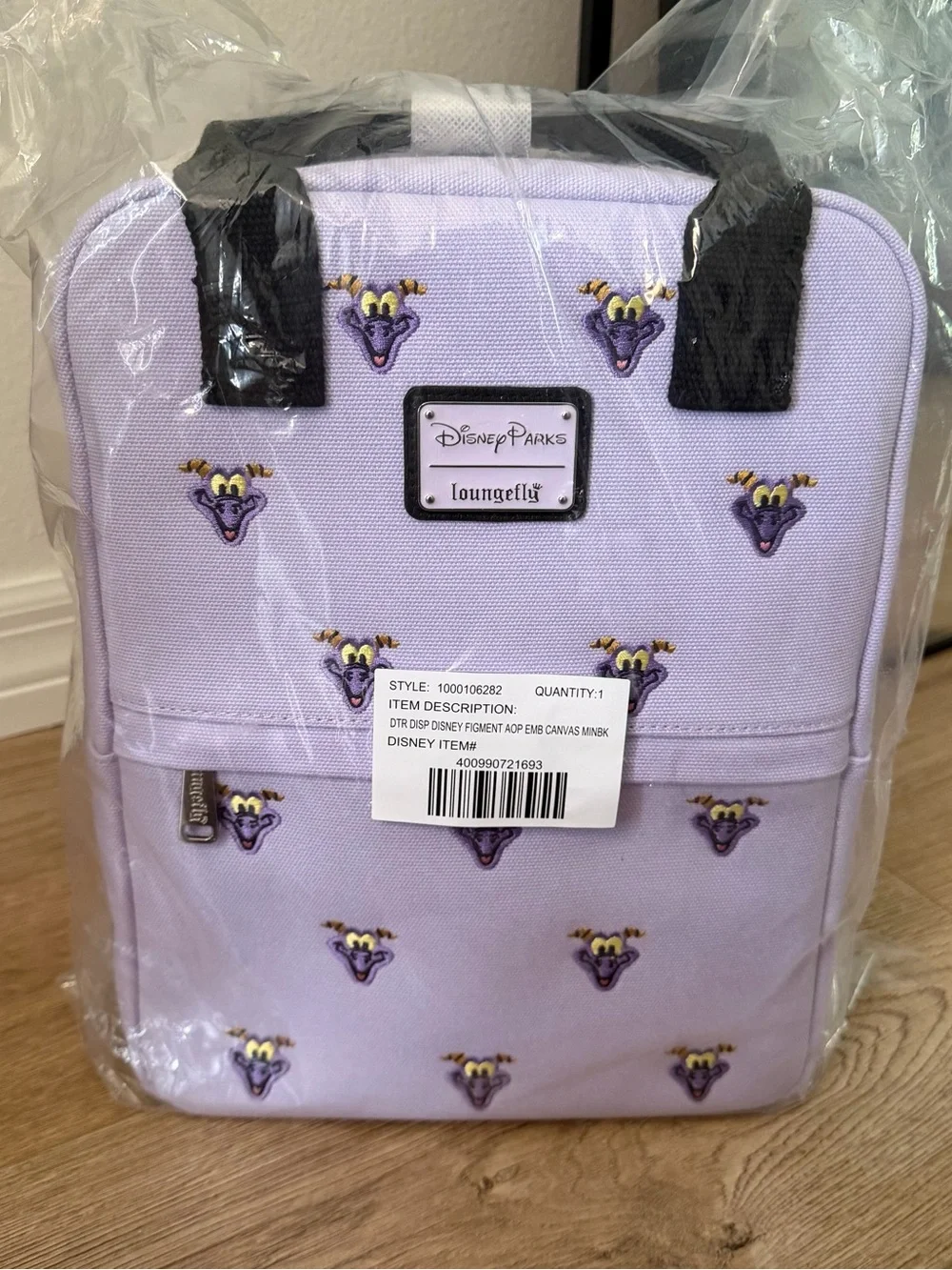 2025 Disney Parks Epcot Figment Purple Canvas Loungefly Backpack NEW